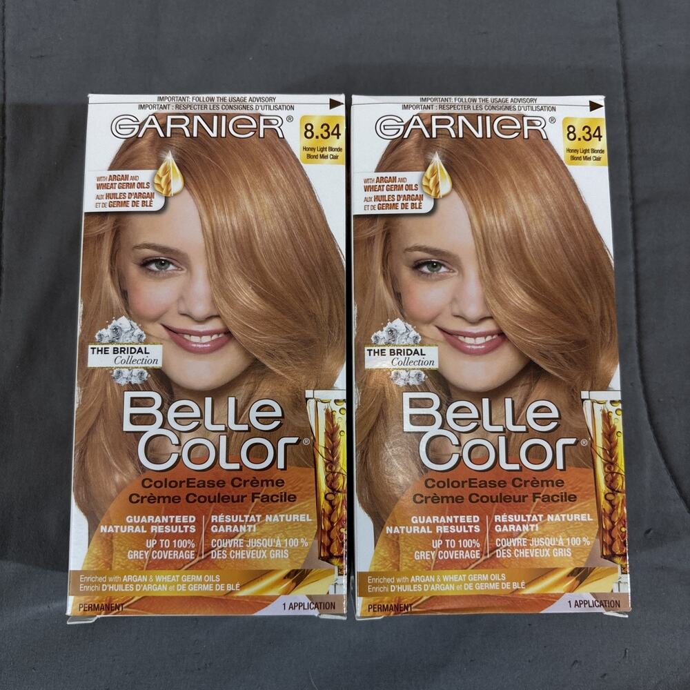 2x GARNIER Belle Color 8.34 HONEY LIGHT BLONDE The Bridal Collection - NEW
